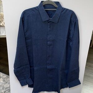 David Donahue Navy Casual Button-Down Shirt